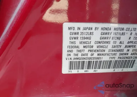2013 Honda Fit from USA, damaged, VIN JHMGE8H35DC059951
